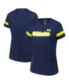 Fanatics Women's Navy Michigan Wolverines Plus Size Overtime Readiness Lace-up T-shirt In Navy