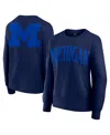 Fanatics Women's Navy Michigan Wolverines Supersoft Flow Fleece Pullover Sweatshirt In Blue