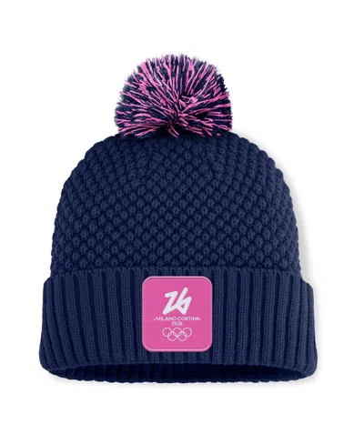 Fanatics Women's Navy Milano Cortina 2026 Winter Olympics Bubble Cuffed With Pom Knit Hat In Blue