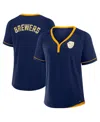 Fanatics Women's Navy Milwaukee Brewers League Diva Star Raglan V-neck T-shirt In Navy