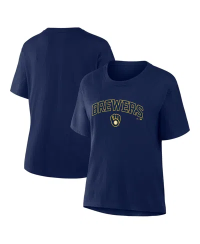Fanatics Women's Navy Milwaukee Brewers Lockup Legacy T-shirt In Blue