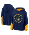 Fanatics Women's Navy Milwaukee Brewers Oversized Time To Win Pullover Hoodie In Blue
