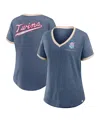 Fanatics Women's Navy Minnesota Twins Binge Worthy Stadium Slub V-neck T-shirt In Navy
