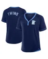 Fanatics Women's Navy Minnesota Twins Cooperstown Collection League Diva Raglan V-neck T-shirt
