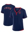 Fanatics Women's Navy Minnesota Twins League Diva Star Raglan V-neck T-shirt In Navy
