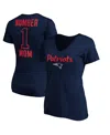 Fanatics Women's Navy New England Patriots 1 Mom Team Logo V-neck T-shirt In Blue