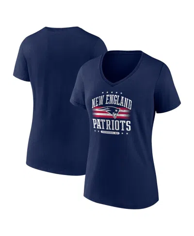 Fanatics Women's Navy New England Patriots Americana V-neck T-shirt In Blue