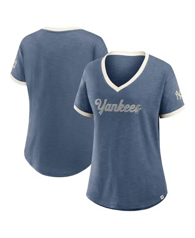 Fanatics Women's Navy New York Yankees Cooperstown Collection Vintage Play V-neck T-shirt In Blue