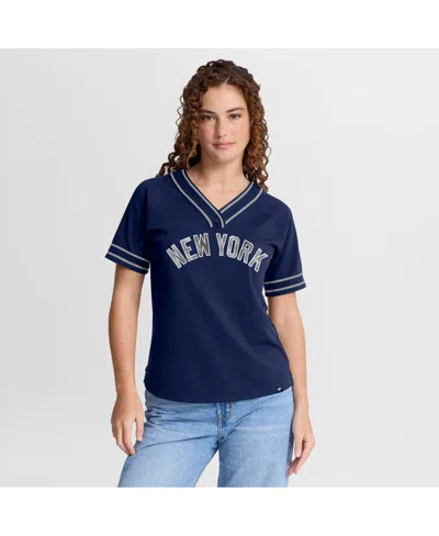 Fanatics Women's Navy New York Yankees Diva Race Ahead Raglan V-neck T-shirt In Blue
