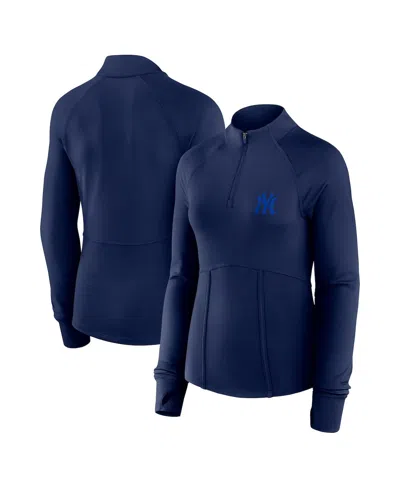 Fanatics Women's Navy New York Yankees Elements Raglan Tri-blend Quarter-zip Top In Blue