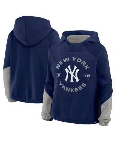 Fanatics Women's Navy New York Yankees Oversized Time To Win Pullover Hoodie In Multi