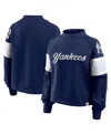 Fanatics Women's Navy New York Yankees Oversized Toss Sweep Raglan Pullover Sweatshirt In Blue