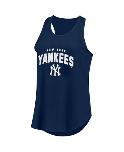Fanatics Women's Navy New York Yankees Plus Size Wordmark Racerback Scoop Neck Tank Top In Multi