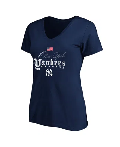 Fanatics Women's Navy New York Yankees Usa 250 Years Plus Size V-neck T-shirt In Blue