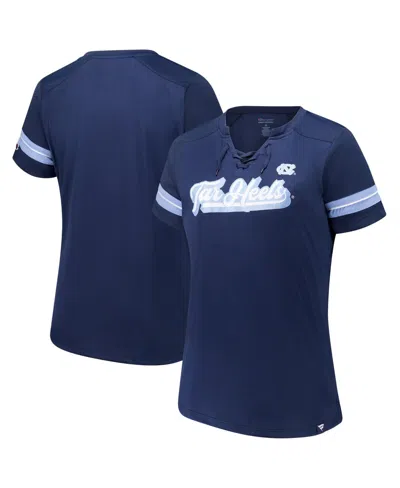 Fanatics Women's Navy North Carolina Tar Heels Plus Size Overtime Readiness Lace-up T-shirt In Blue