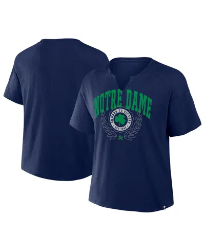 Fanatics Women's Navy Notre Dame Fighting Irish Championship Drive Slub Boxy T-shirt In Blue