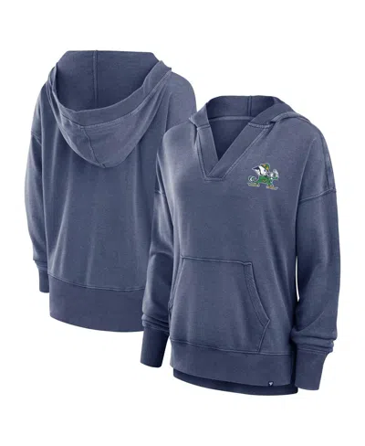 Fanatics Women's Navy Notre Dame Fighting Irish Initiative Snow Wash French Terry V-neck Pullover Hoodie