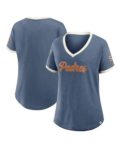 Fanatics Women's Navy San Diego Padres Cooperstown Collection Vintage Play V-neck T-shirt In Blue