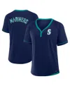 Fanatics Women's Navy Seattle Mariners League Diva Star Raglan V-neck T-shirt In Navy