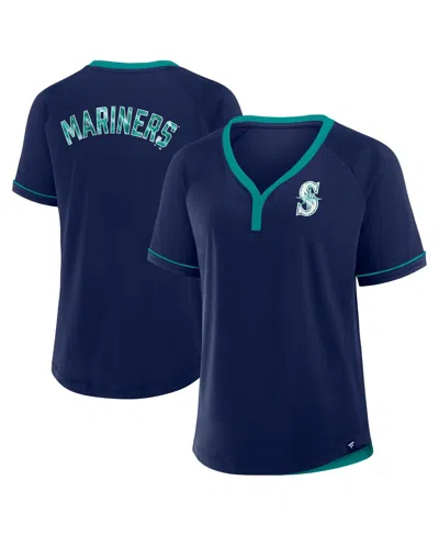 Fanatics Women's Navy Seattle Mariners League Diva Star Raglan V-neck T-shirt