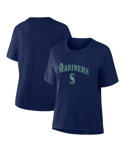 Fanatics Women's Navy Seattle Mariners Lockup Legacy T-shirt In Blue