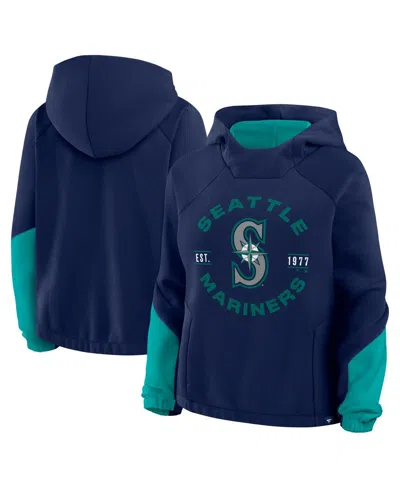 Fanatics Women's Navy Seattle Mariners Oversized Time To Win Pullover Hoodie In Blue
