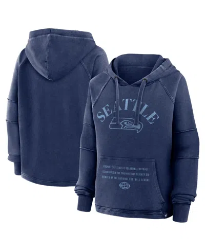Fanatics Women's Navy Seattle Seahawks Oversized Raglan Gridiron Hoodie In Blue