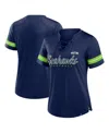 Fanatics Women's Navy Seattle Seahawks Play Script Lace-up T-shirt In Blue
