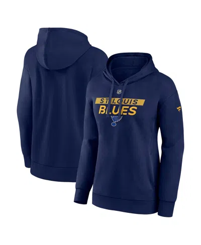 Fanatics Women's Navy St. Louis Blues Authentic Pro Core Primary Fleece Pullover Hoodie