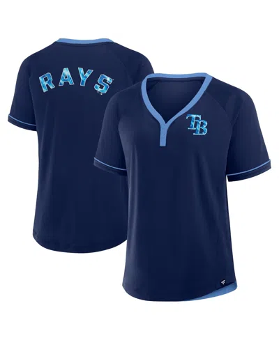 Fanatics Women's Navy Tampa Bay Rays League Diva Star Raglan V-neck T-shirt
