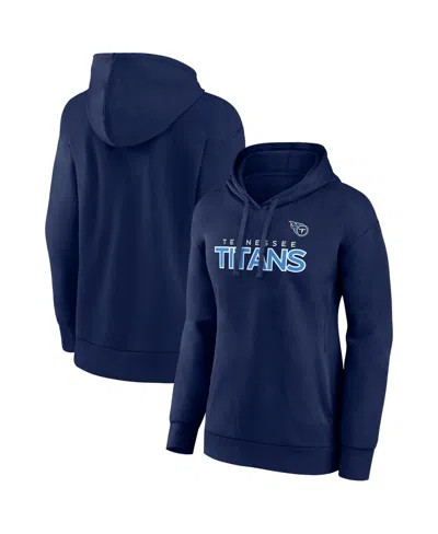 Fanatics Women's Navy Tennessee Titans Iconic Cotton Fleece Checklist Pullover Hoodie In Blue