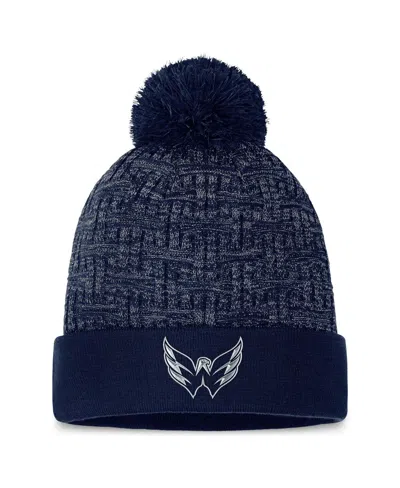 Fanatics Women's Navy Washington Capitals Authentic Pro Road Cuffed Knit Hat With Pom