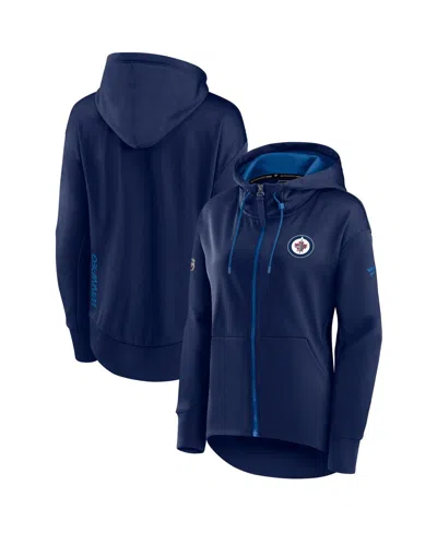 Fanatics Women's Navy Winnipeg Jets Authentic Pro Rink Full-zip Hoodie