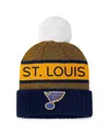 Fanatics Women's Navy/gold St. Louis Blues Authentic Pro Rink Cuffed With Pom Knit Hat In Blue