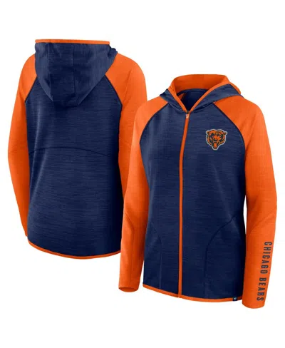 Fanatics Women's Navy/orange Chicago Bears Redzone End Around Pass Raglan Full-zip Hoodie In Multi