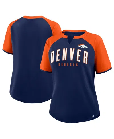 Fanatics Women's Navy/orange Denver Broncos Height Advantage T-shirt In Multi