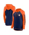 Fanatics Women's Navy/orange Houston Astros Script Sleeve Full-zip Hoodie In Navy,orange