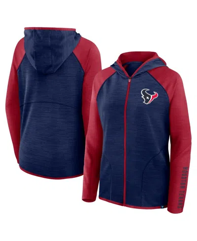 Fanatics Women's Navy/red Houston Texans Redzone End Around Pass Raglan Full-zip Hoodie In Blue