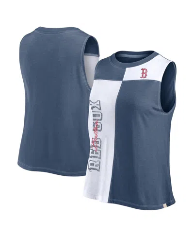 Fanatics Women's Navy/white Boston Red Sox Color-block Tank Top In Navy,white