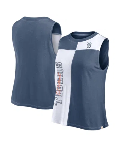 Fanatics Women's Navy/white Detroit Tigers Color-block Tank Top In Navy,white