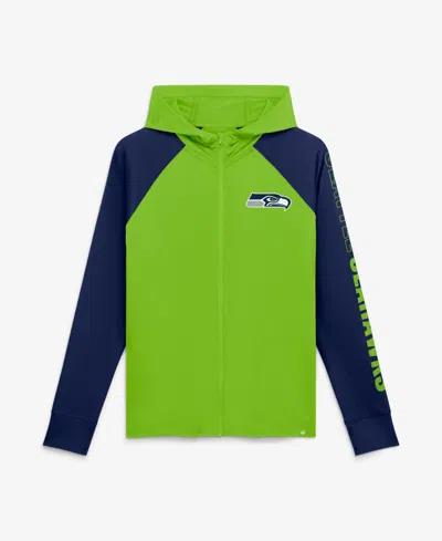 Fanatics Women's Neon Green/college Navy Seattle Seahawks Cornerback Blitz Raglan Full-zip Hoodie