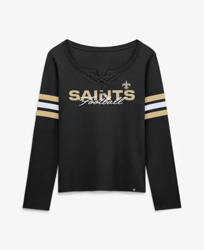 Fanatics Women's New Orleans Saints Team First Coverage Scheme Lace-up Long Sleeve T-shirt In Black