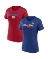 Fanatics Women's New York Giants Risk T-shirt Combo Pack In Royal,red