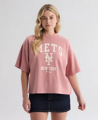 Fanatics Women's New York Mets Iconic Boxy Double-face Rib T-shirt In Pink