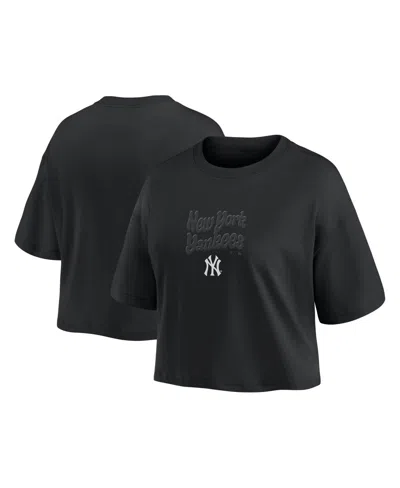 Fanatics Women's New York Yankees Blackout Wave Cropped Top