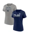Fanatics Women's New York Yankees Risk Combo Pack T-shirt In Gray,navy