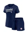 Fanatics Women's New York Yankees Start To Finish Shorts Combo Pack T-shirt In Navy,white