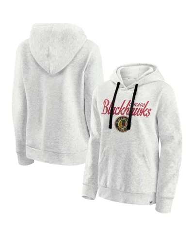 Fanatics Women's Oatmeal Chicago Blackhawks True Classics Quilted Pullover Hoodie In Brown
