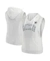 Fanatics Women's Oatmeal Dallas Cowboys Lounge Script Sleeveless V-neck Pullover Hoodie In Oatmeal,white