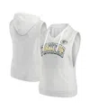 Fanatics Women's Oatmeal Green Bay Packers Lounge Script Sleeveless V-neck Pullover Hoodie In Oatmeal,white